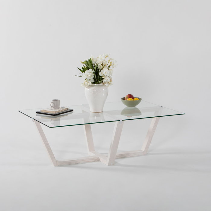 Hanah Home Amalfi Mesa de Centro Blanca con Cristal Templado